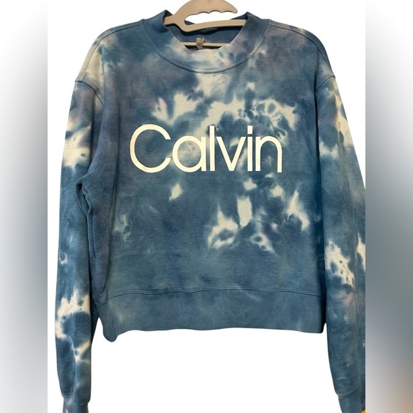 Calvin Klein Tops - Calvin Klein Blue Tie-Dye Sweatshirt, oversized, size Med, EUC